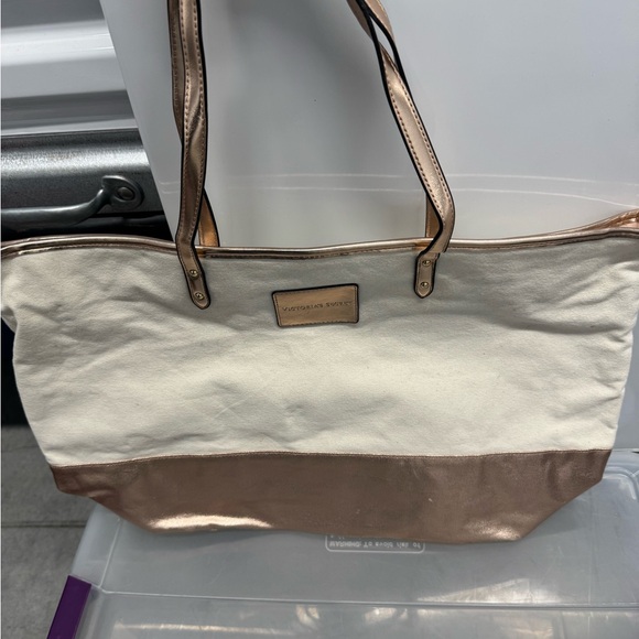 Victoria's Secret Handbags - Victoria's Secret Cream and Gold Tote Bag